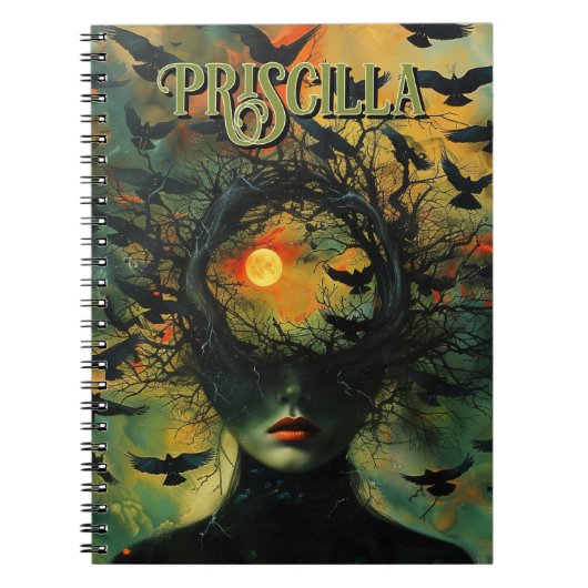 神秘的な黒いカラス秋のゴシック様式の抽象芸術オラクル ノートブック (正面)