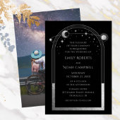 神秘的な黒いシルバーサンムーンスターズ写真結婚の数 招待状