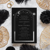 神秘的な黒いシルバーサンムーンスターズ写真結婚の数 招待状