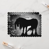 神秘的な黒いユニコーン誕生日（霞んだ月） カード (正面/裏面インサイチュ)