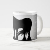 神秘的な黒いユニコーン（霞んだ月） ジャンボコーヒーマグカップ (正面右)