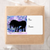 神秘的な黒い一角獣（雪を降らせる） ラベル (インサイチュ)