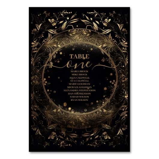 神秘的な黒い金ゴールドシレ結婚ンツ テーブルナンバー (正面)