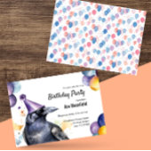 神秘的な黒い鳥のクロウの誕生日パーティー 招待状