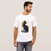 神秘的な黒猫と三日月 Tシャツ (正面フル)