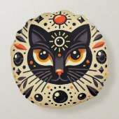 神秘的な黒猫と宇宙幾何学 ラウンドクッション (裏面)