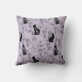 神秘的な黒猫と蝶のパターン | ウィッチー クッション (裏面)