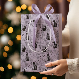 神秘的な黒猫と蝶のパターン | ウィッチー ミディアムペーパーバッグ