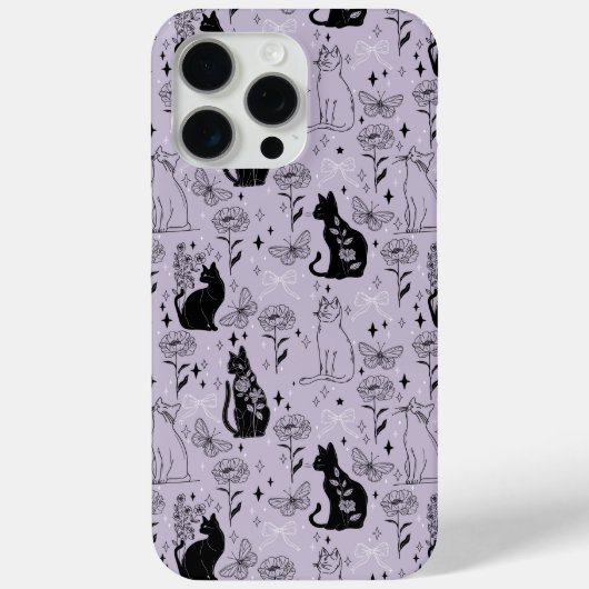 神秘的な黒猫と蝶のパターン | ウィッチー Case-Mate iPhoneケース (裏面)