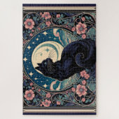 神秘的な黒猫のアール・ヌーヴォー ジグソーパズル (縦)