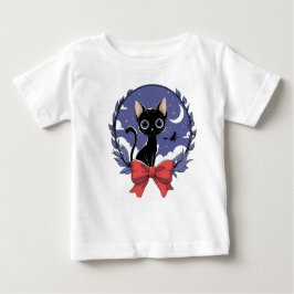 神秘的な黒猫の夜景 ベビーTシャツ