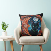 神秘的な黒猫の天のマンダラ装飾用クッション クッション (椅子)