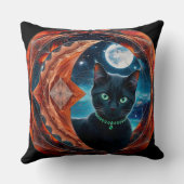 神秘的な黒猫の天のマンダラ装飾用クッション クッション (裏面)