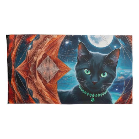 神秘的な黒猫の天の曼荼羅 枕カバー (裏面-右)