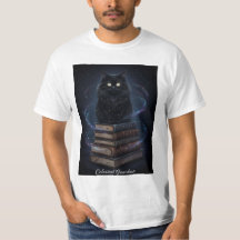 神秘的な黒猫の天星座Tシャツ