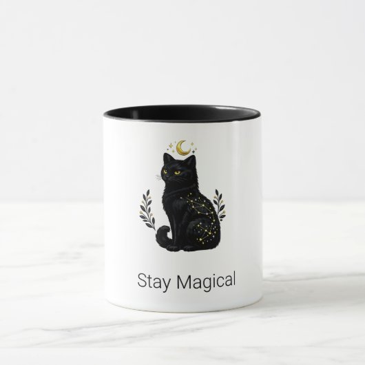 神秘的な黒猫の星座 マグカップ (中央)