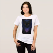 神秘的な黒猫の星空の夜の森 トライブレンドTシャツ (正面全面)