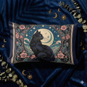 神秘的な黒猫アールヌーボー ランバークッション