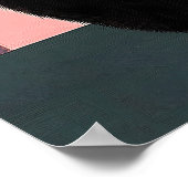 神秘的な黒猫オンピンク抽象芸術背景 ポスター (角)