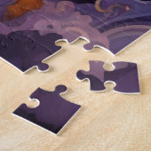 神秘的な黒猫ハロウィンカボチャの月明かり ジグソーパズル (側面)