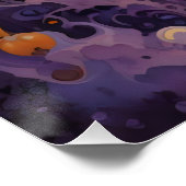 神秘的な黒猫ハロウィンカボチャの月明かり ポスター (コーナー)