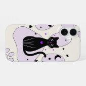 神秘的な黒猫iPhoneケース - 魔女のような贈り物 iPhone 16ケース (裏面横)