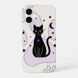 神秘的な黒猫iPhoneケース - 魔女のような贈り物 iPhone 16ケース