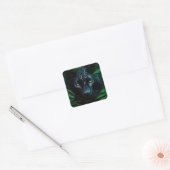 神秘的な黒豹ジャングル野生生物デザイン スクエアシール (封筒)