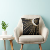 神秘的な黒金ゴールドサンムーンマンダラ クッション (椅子)