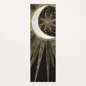 神秘的な黒金ゴールドサンムーンマンダラ ヨガマット (正面)