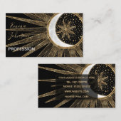 神秘的な黒金ゴールドサンムーンマンダラ 名刺 (正面/裏面)