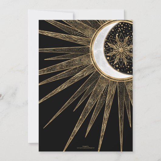 神秘的な黒金ゴールドサンムーンマンダラ 招待状 (裏面)