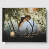 神秘的な黒金ゴールドシナ銀河系結婚ズ ゲストブック (正面)