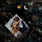 神秘的な黒金ゴールドシナ銀河系結婚ズ サンキューカード