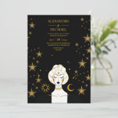 神秘的な黒金ゴールド天月結婚の 招待状 (スタンド正面)