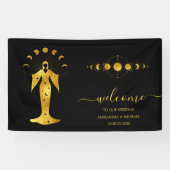 神秘的な黒金ゴールド天結婚星のバーン 横断幕 (横)