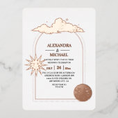 神秘的な黒金ゴールド天結婚星のホイルI 箔招待状 (正面)