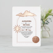 神秘的な黒金ゴールド天結婚星のホイルI 箔招待状 (立ち正面)