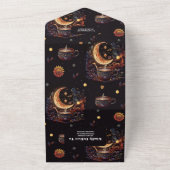 神秘的な黒金ゴールド天結婚星 オールインワン招待状 (外側)