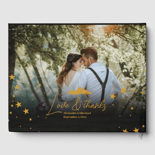 神秘的な黒金ゴールド天結婚星 ゲストブック (裏面)