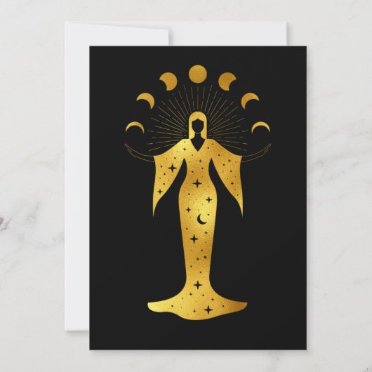 神秘的な黒金ゴールド天結婚星 セーブザデート (裏面)