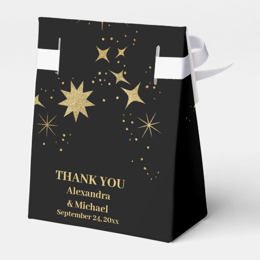 神秘的な黒金ゴールド天結婚星 フェイバーボックス (裏面サイド)