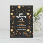 神秘的な黒金ゴールド天結婚星 招待状 (スタンド正面)