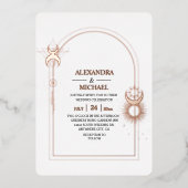 神秘的な黒金ゴールド天結婚星 箔招待状 (正面)