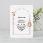 神秘的な黒金ゴールド天結婚星 箔招待状 (立ち正面)