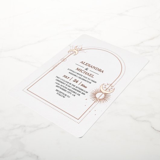 神秘的な黒金ゴールド天結婚星 箔招待状 (回転した状態)