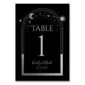 神秘的な黒金ゴールド太陽の月結婚天文学のタブ テーブルナンバー (正面)