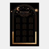 神秘的な黒金ゴールド太陽ムーンスターズ結婚ズ アクリルサイン (正面)