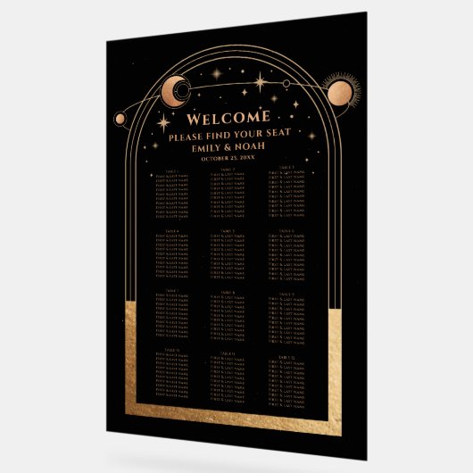 神秘的な黒金ゴールド太陽ムーンスターズ結婚ズ アクリルサイン (傾斜)