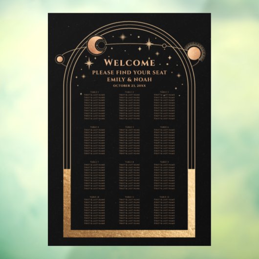 神秘的な黒金ゴールド太陽ムーンスターズ結婚ズ ウィンドウサイン (シート3)